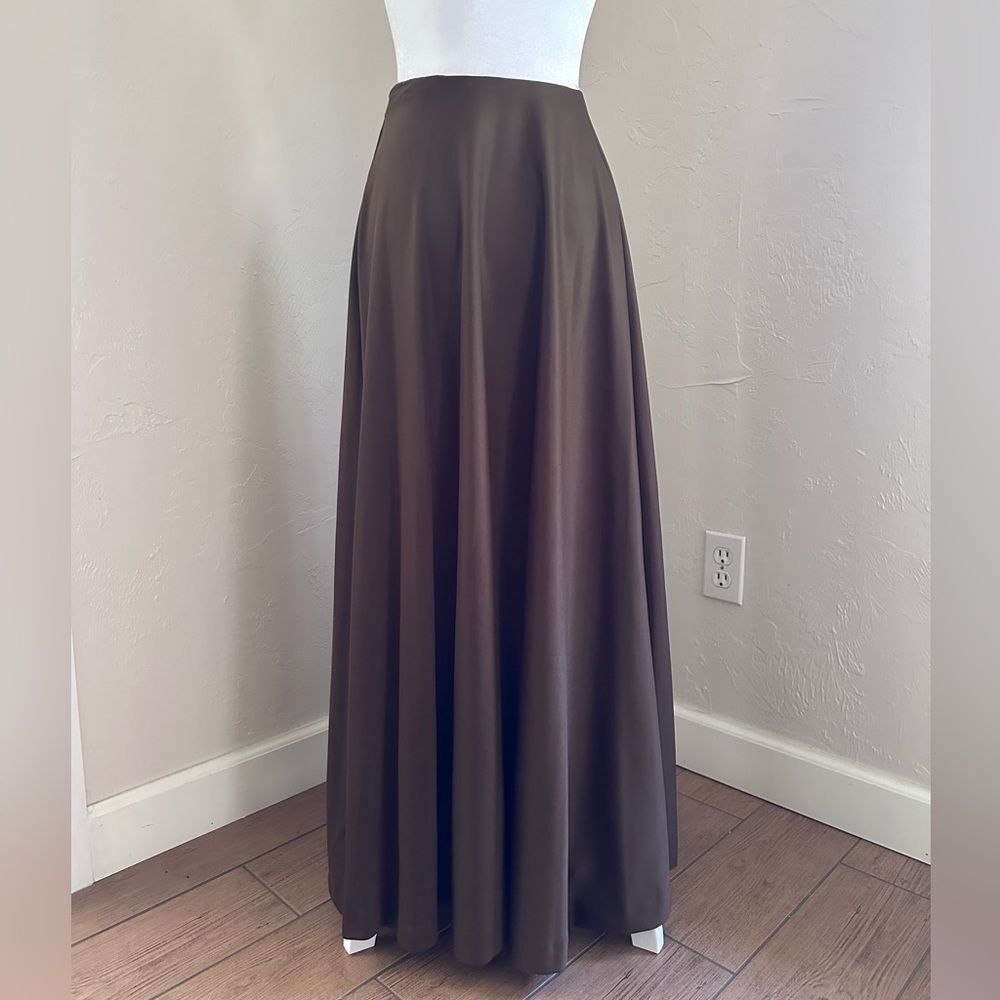 1970s Vintage Emilio Pucci Chocolate Brown Jersey Maxi Skirt Saks Fifth Ave S/XS